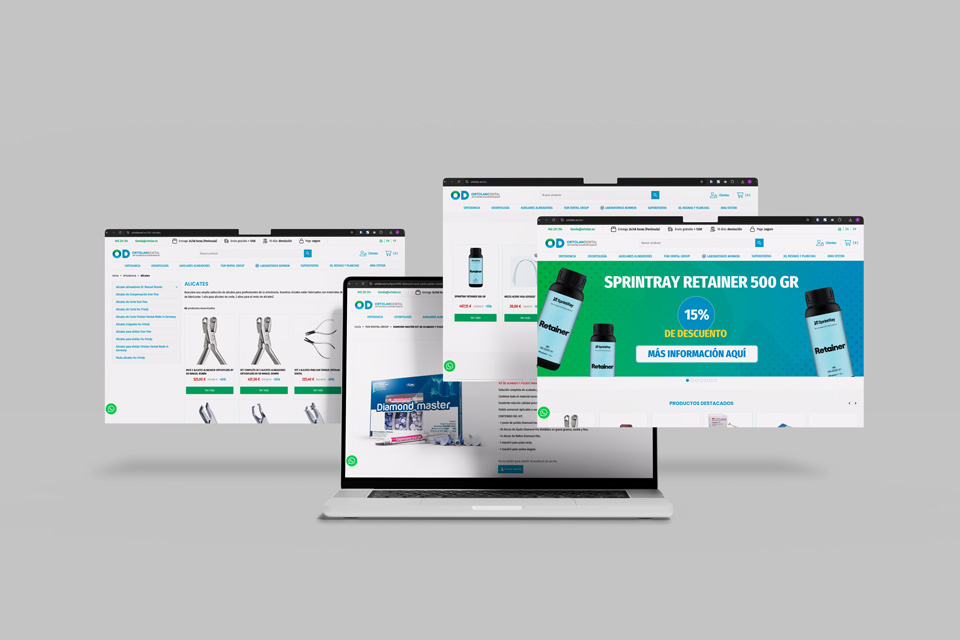 Imágenes del eCommerce de Ortolan Dental